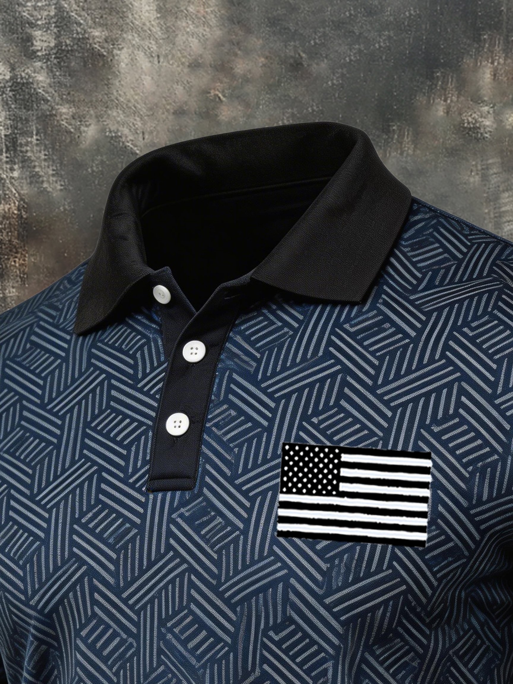 Camisa polo retro Patriotic Color-Block de manga corta para hombre