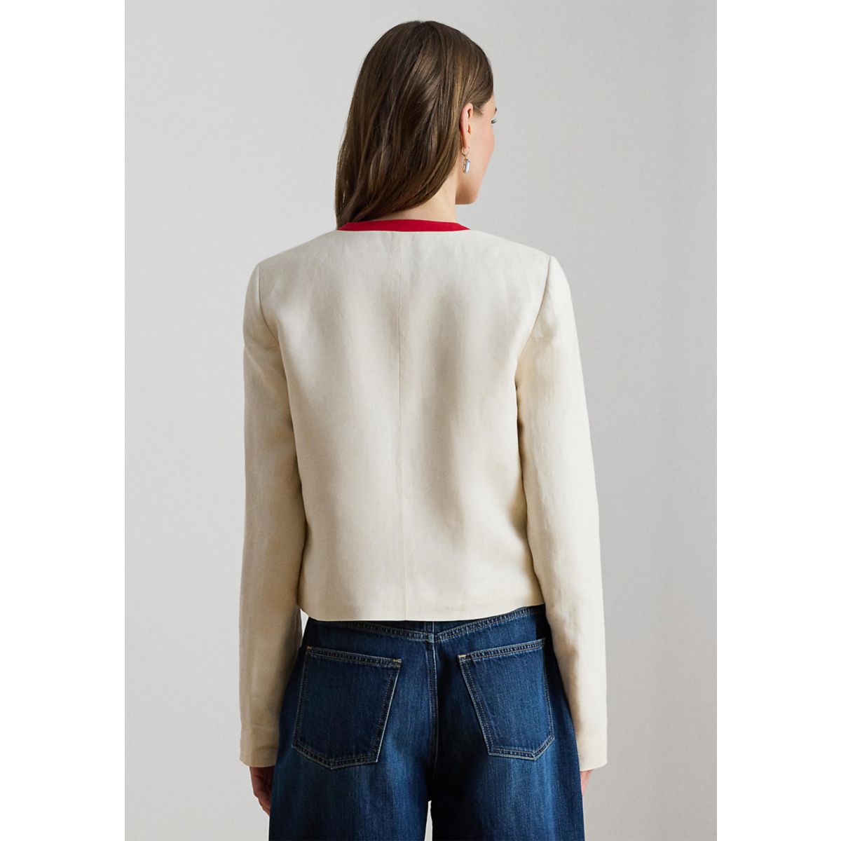 Petite Two-Tone Linen-Blend Twill Blazer - 2
