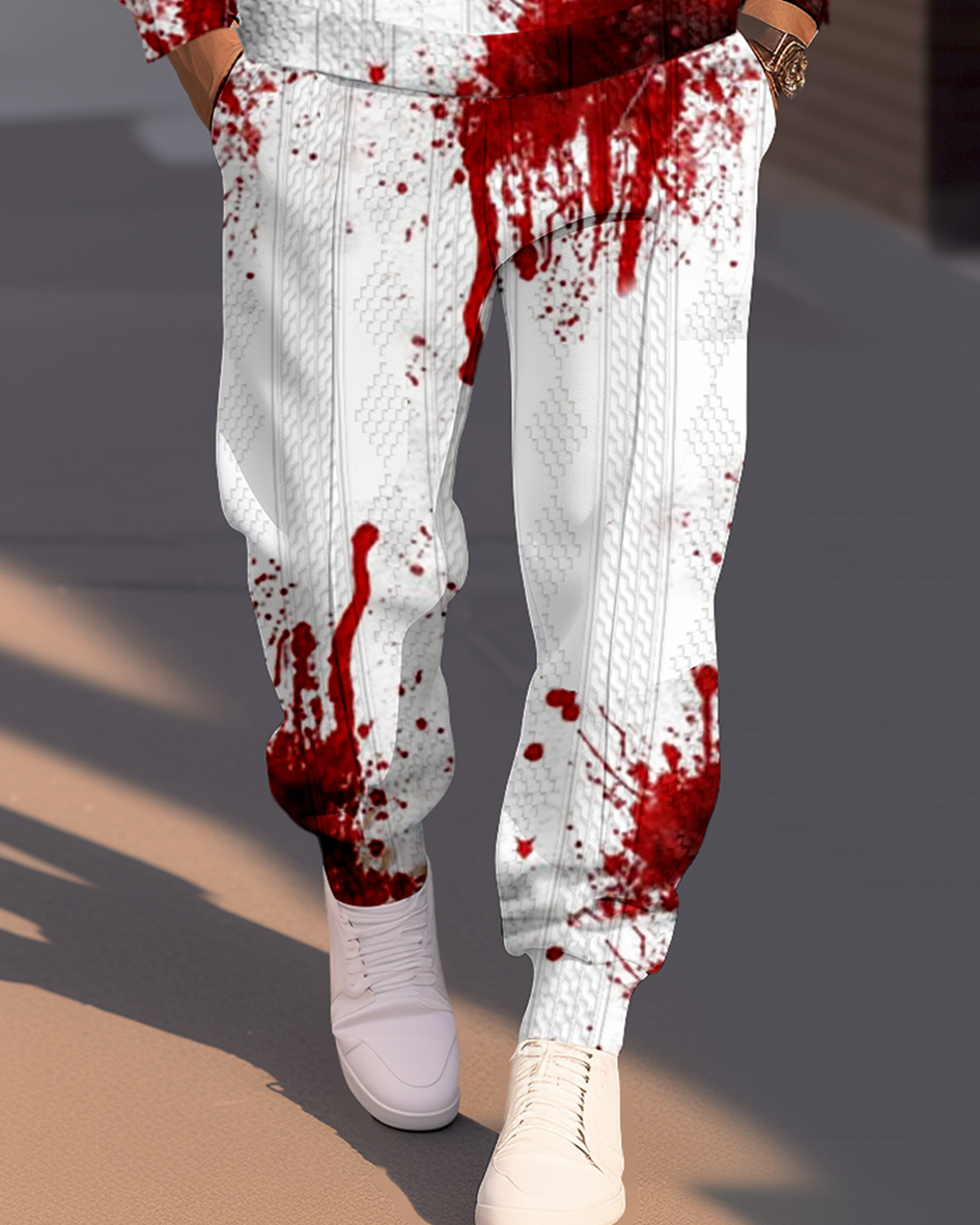 Halloween Textured Jacquard Round Neck casual Sports Set 002 para hombre