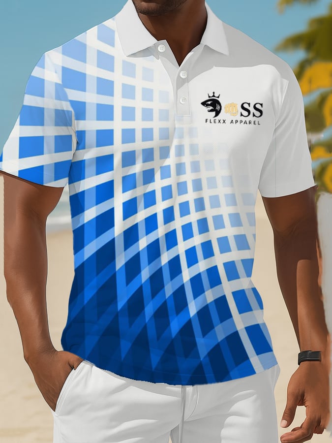 Camisa polo clásico ejecutivo Old Money Button de manga corta para hombre