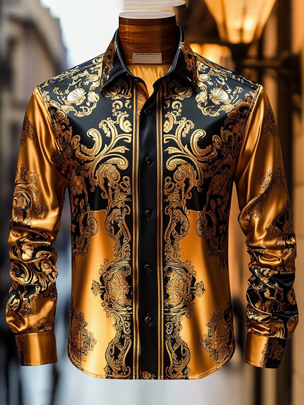Camisa satén Luxe de manga corta con botones para hombre