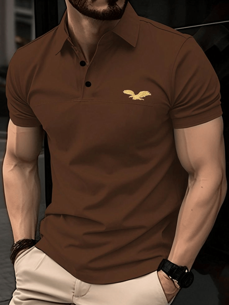 Camisa polo casual ejecutivo Button de manga corta para hombre