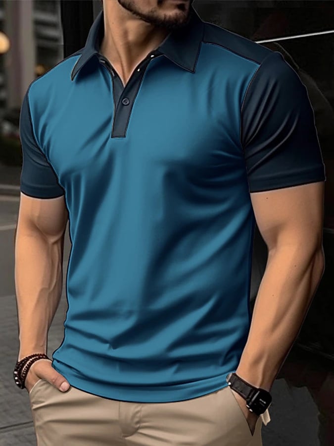 Casual Color Contrast Polo para hombre