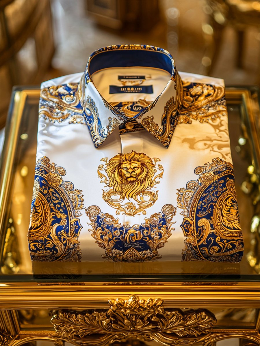 Camisa satén Luxe de manga larga con botones para hombre