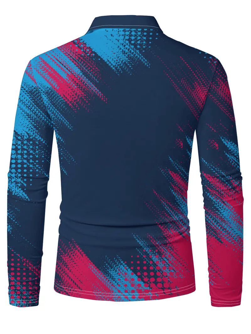 Camisa polo ejecutivo casual a rayas de manga larga para hombre