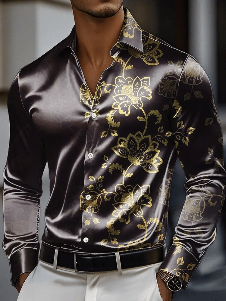 Camisa vintage de manga larga para hombre