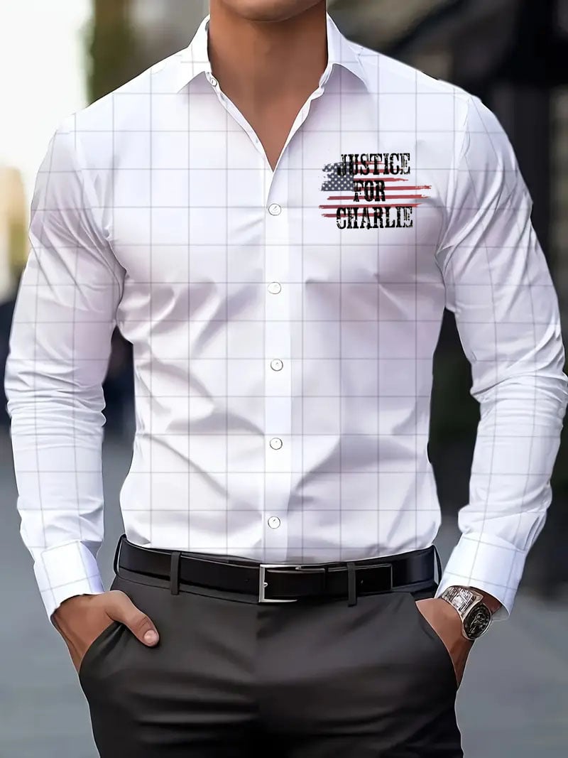 Camisa Street Style ejecutivo casual estampado de manga larga para hombre