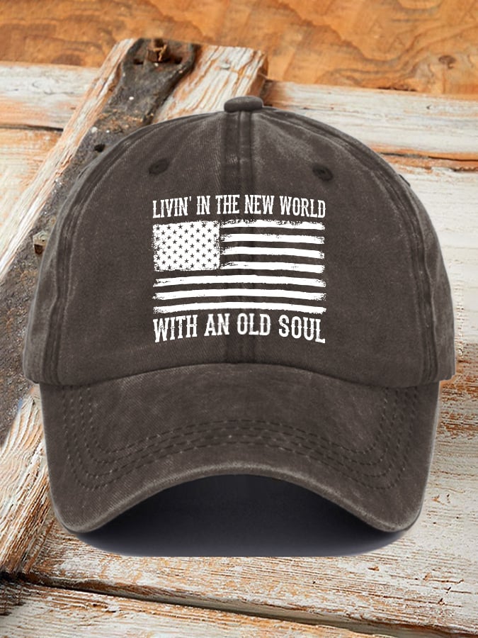 Retro Living In The New World With An Old Soul estampado Baseball Cap