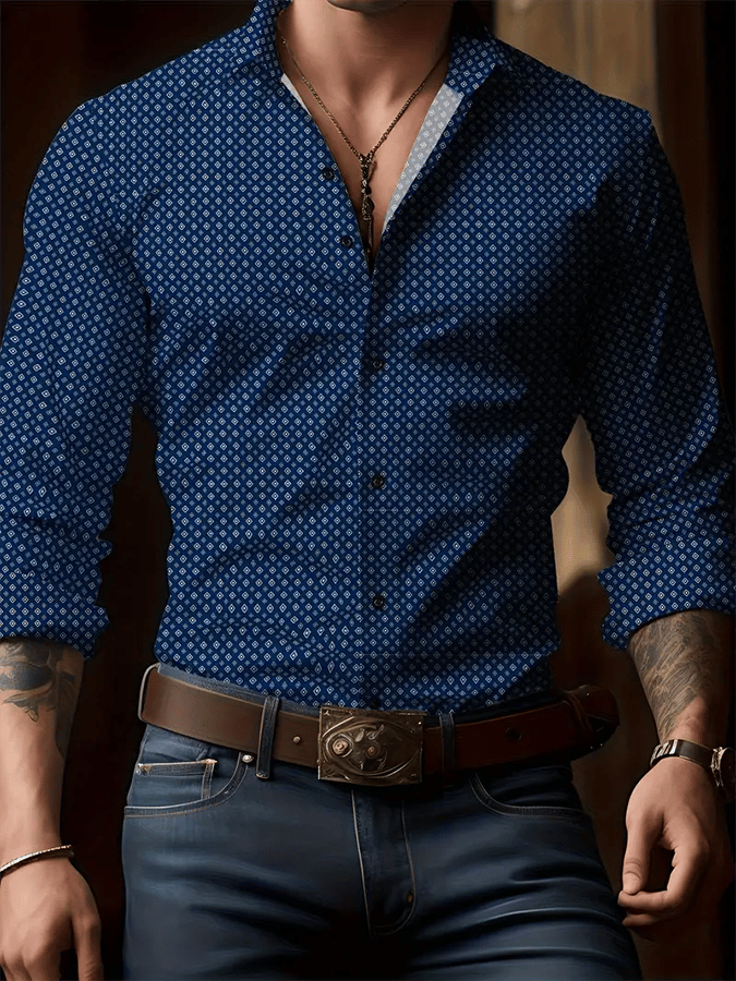 Camisa geométrico Design ejecutivo casual para hombre