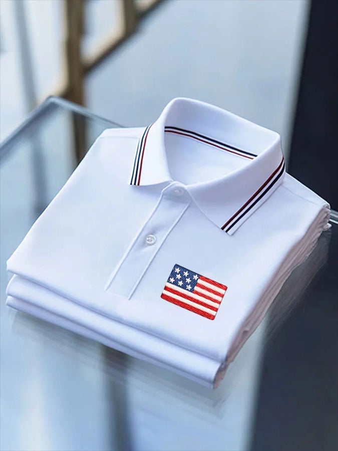 Camisa polo American Flag casual para hombre