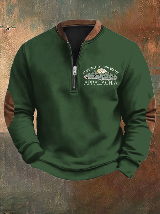 Sudadera Appalachia Strong estampado Zip-Neck para hombre