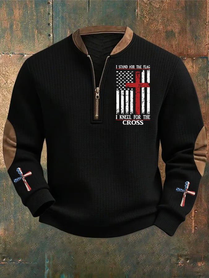 Sudadera I Stand For The Flag I Kneel for The Cross Faith estampado para hombre