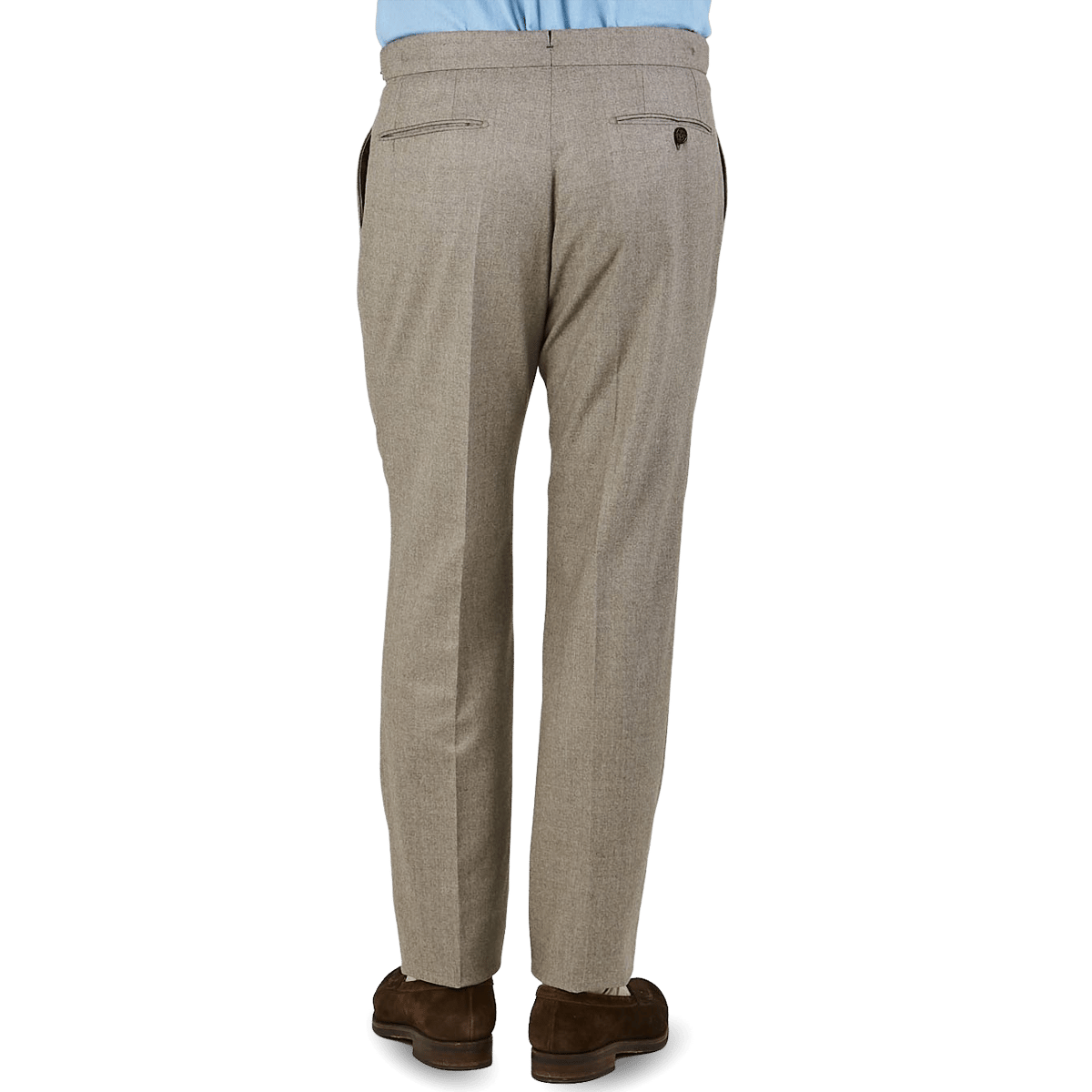 Oatmeal Beige lana Flannel Pleated Trousers