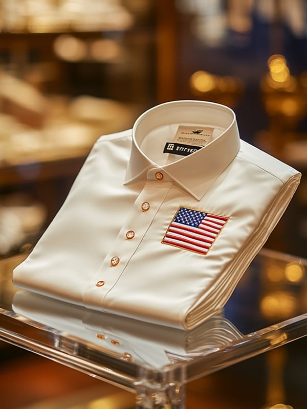 Camisa satén Luxe Independence Day de manga larga con botones para hombre