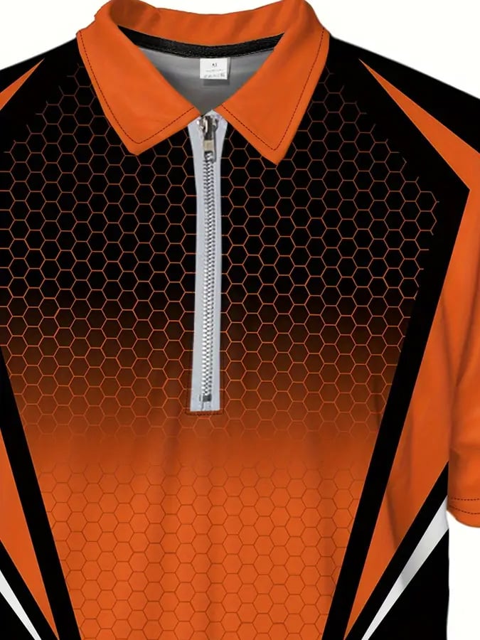 Camisa polo casual en bloques de color con cierre para hombre