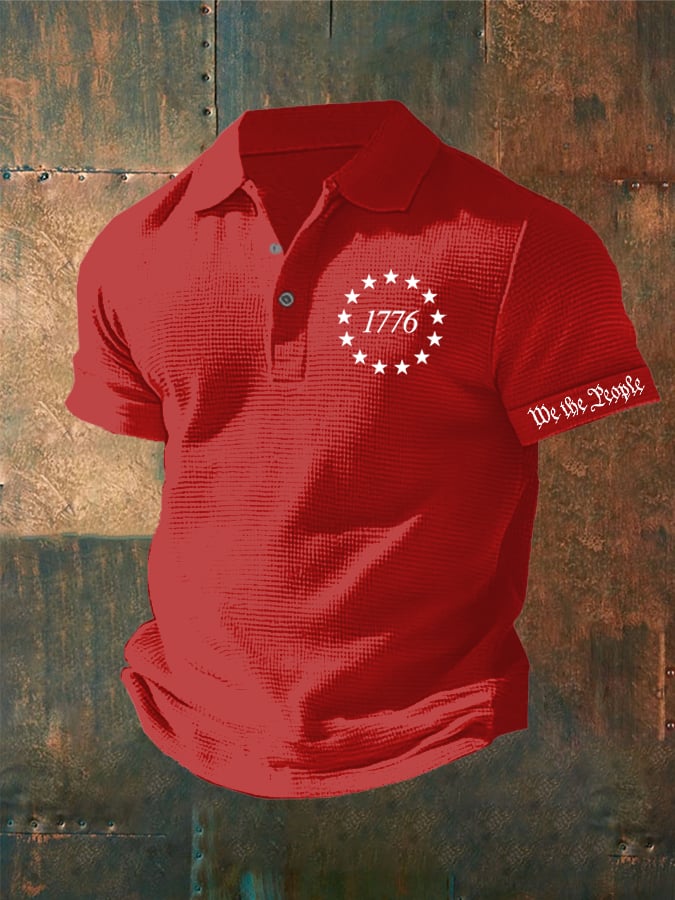 Camisa polo 1776 We The People estampado Waffle para hombre
