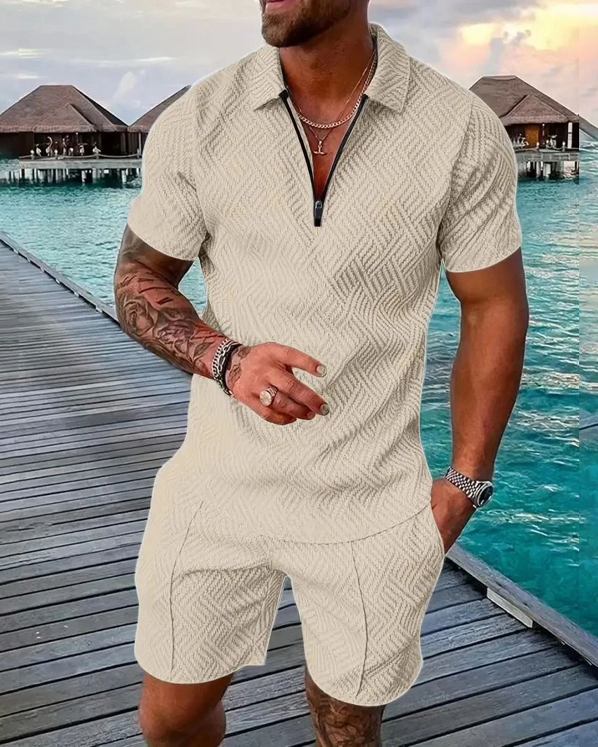 Camisa polo Suitmens para uso diario casual Collar Zipper Set 216 para hombre