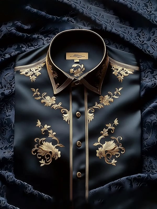 Camisa seda de lujo ejecutivo de manga larga para hombre