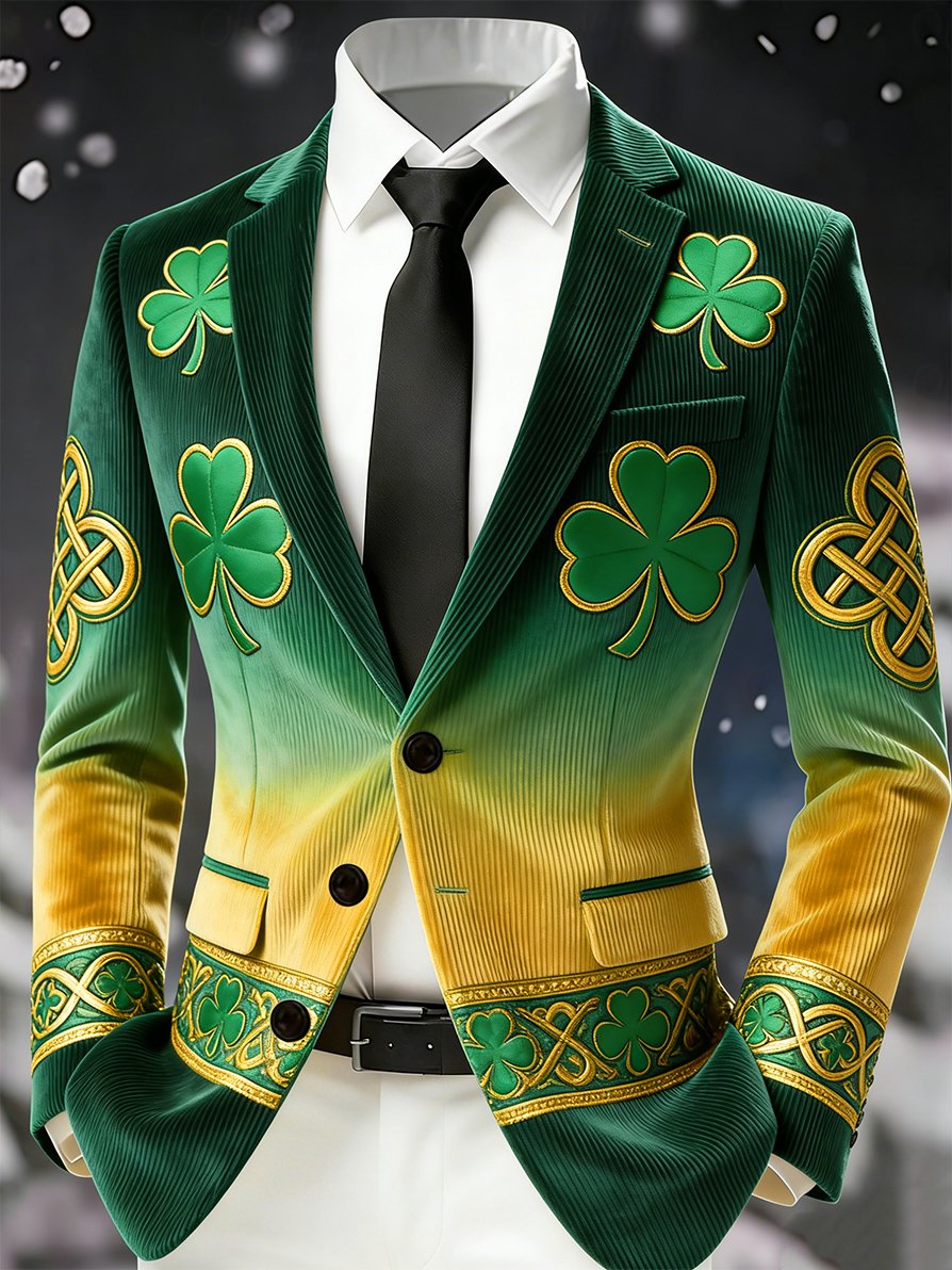 Chaqueta vintage Lucky St. Patrick's Day Party pana Suit para hombre