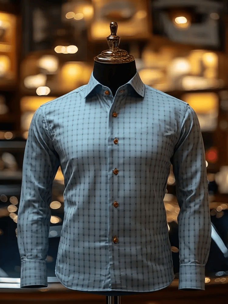 Camisa de lujo Romantic Contrast Color estampado de manga larga para hombre