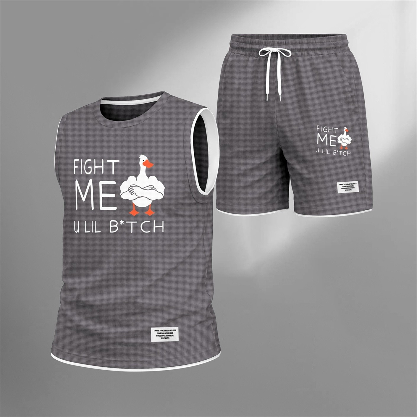 Shorts 2 Piece Graphic Set, Sleeveless Tank Top and casual shorts Outfit, Regular Fit Summer Clothing Set for Men, Streetwear Matching Set for Vacation Gym para uso diario Wear and para exterior Looks para hombre