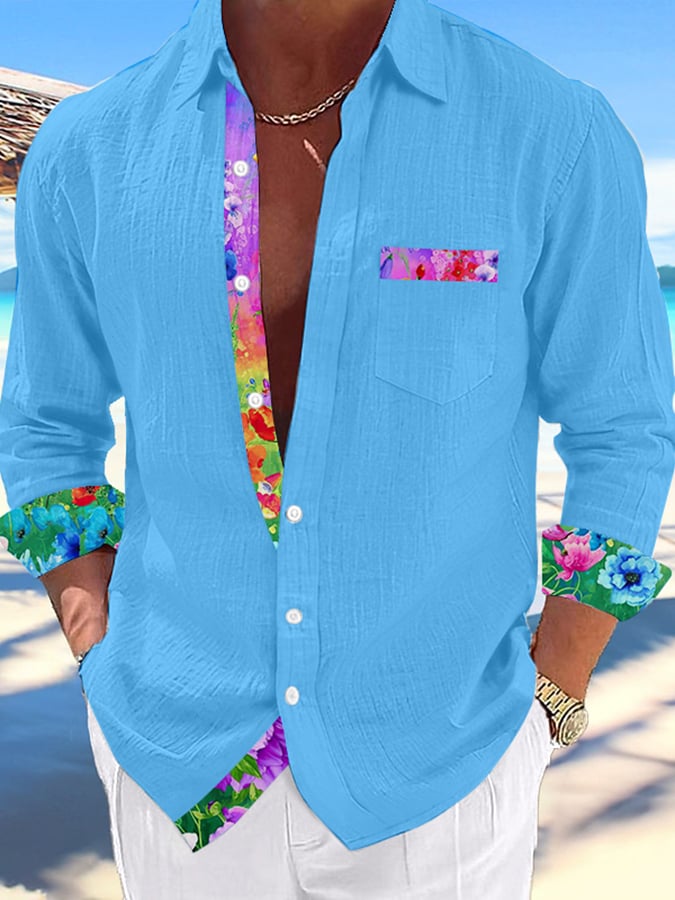 Camisa Hawaii estampado de moda Vacation And casual (With bolsillos) para hombre