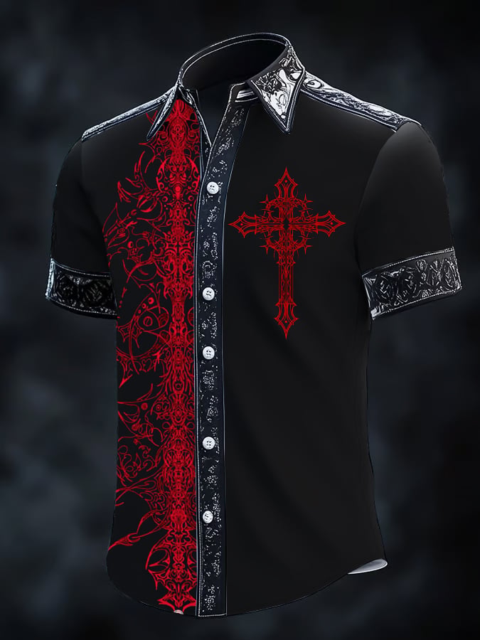 Camisa Gothic Dark de manga corta para hombre