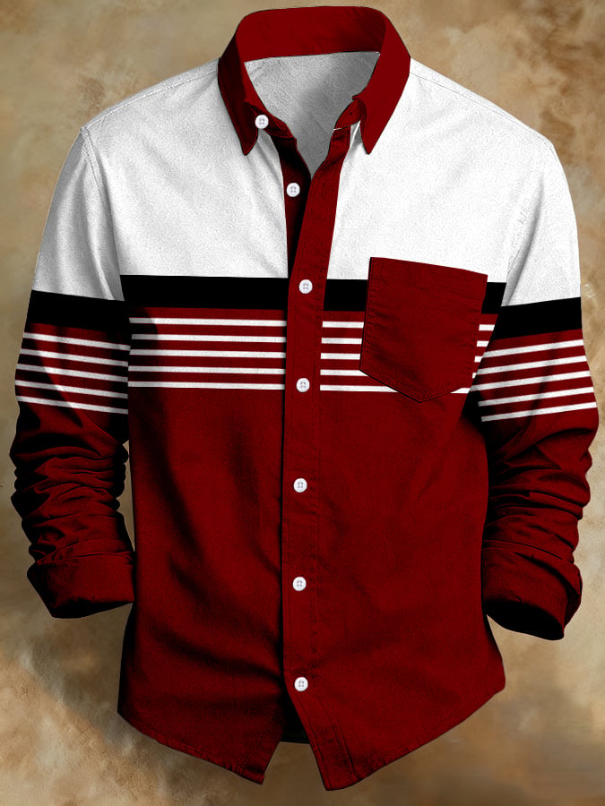 para hombre retro Abstract Art Print Comfortable ejecutivo Style camisa