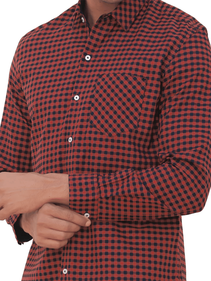 Camisa a cuadros Design bolsillo ejecutivo casual de manga larga para hombre