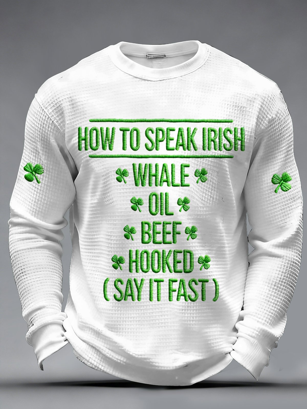Saint Patrick estampado casual de manga larga Top para hombre