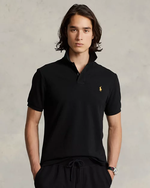 Camisa polo de malla con ribete de cuadros escoceses personalizada y ajustada para hombre