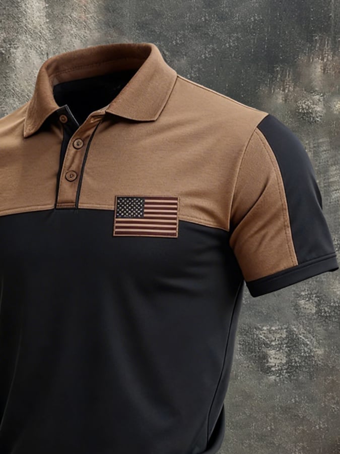 Camiseta retro Color-Block "Patriot" Polo para hombre