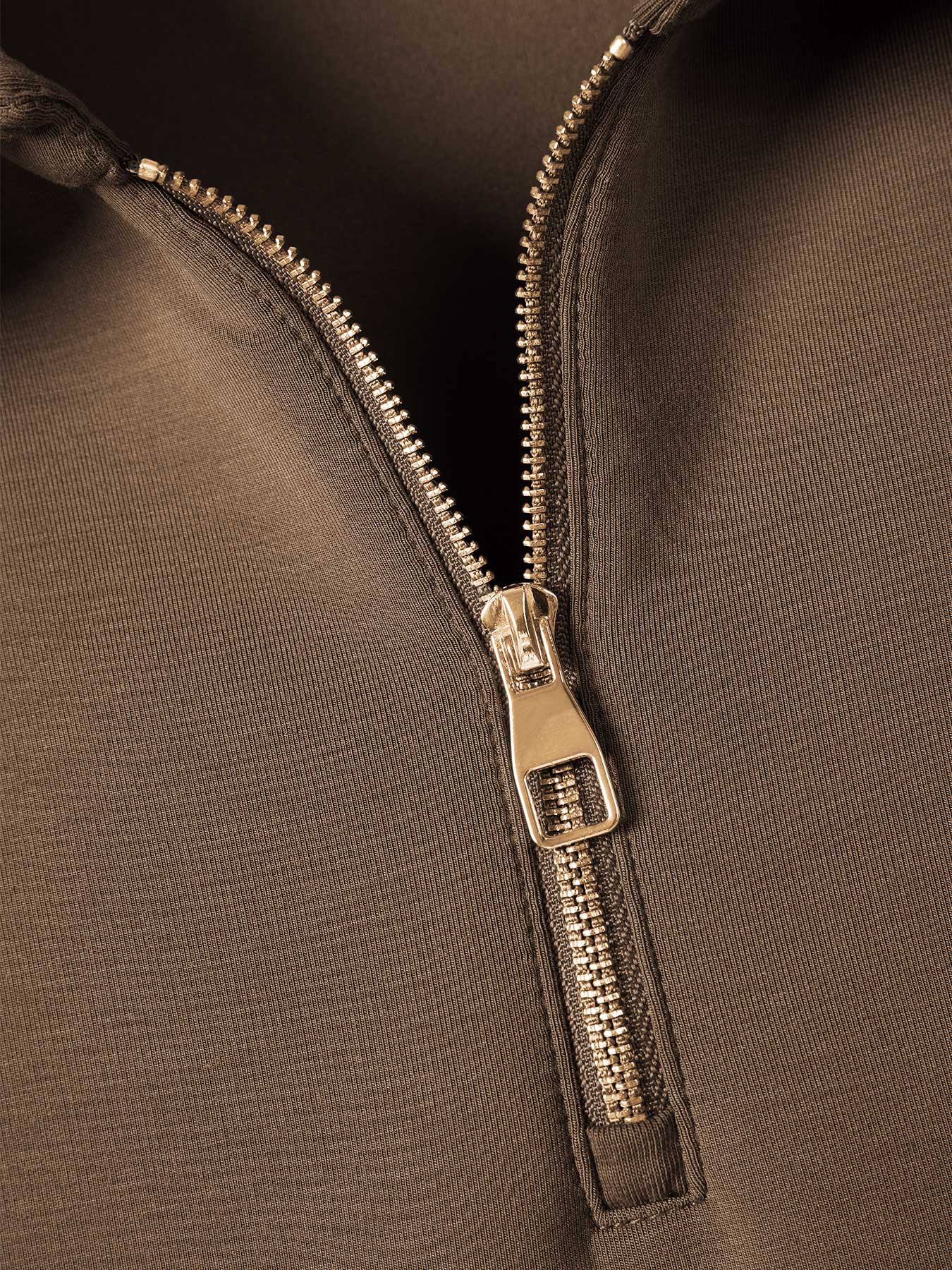 Modal Blend de manga larga Half Zip Polo