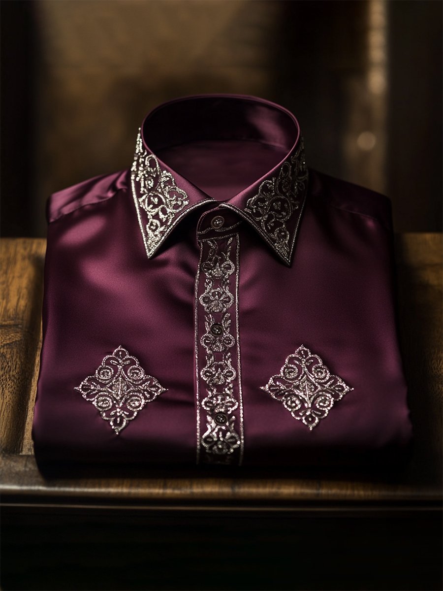 Camisa satén Luxe de manga larga con botones para hombre