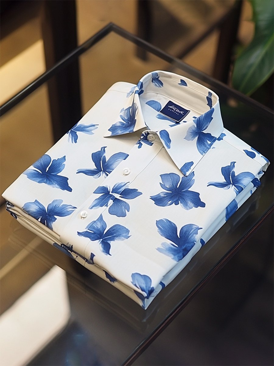 Camisa Resort floral estampado de manga larga para hombre