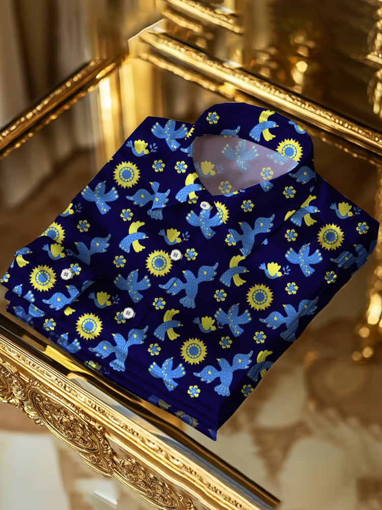 Camisa Ukrainian Sunflower de manga larga para hombre