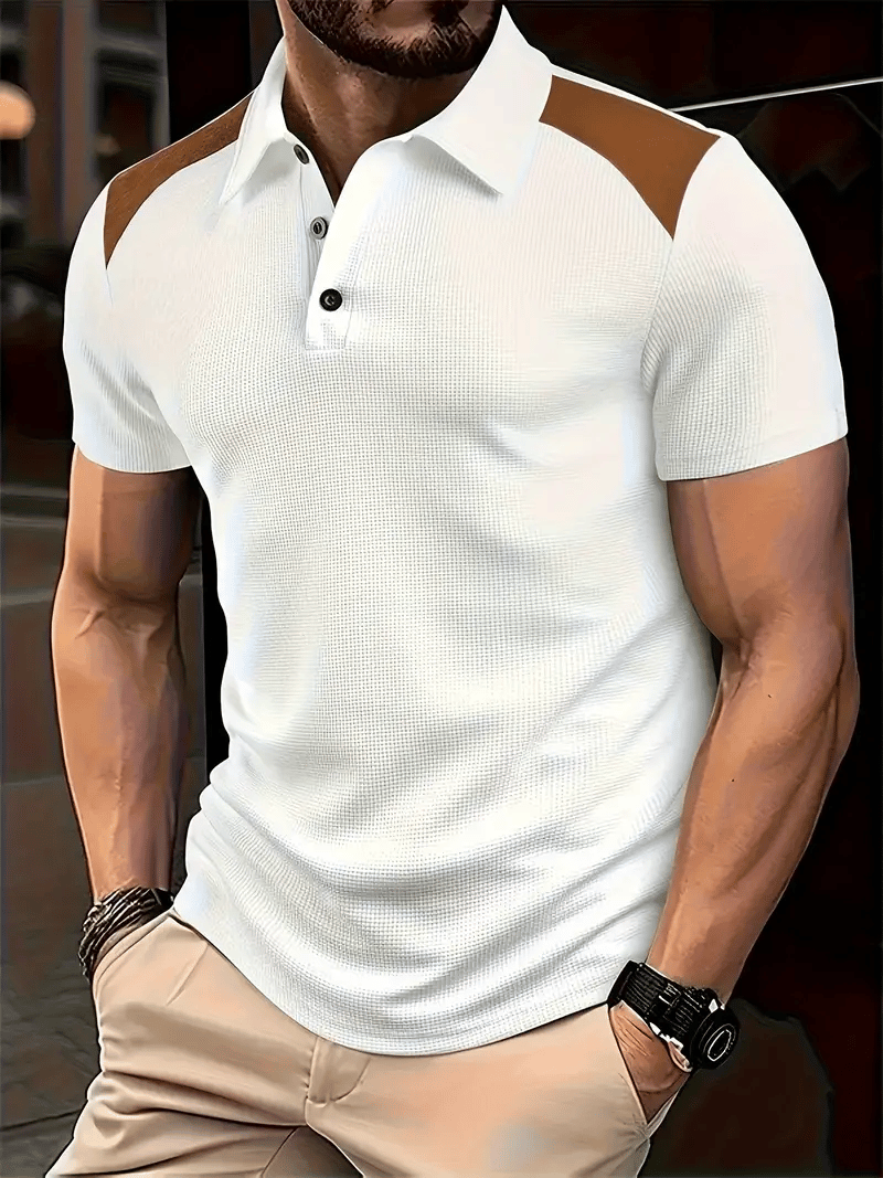 Camisa polo clásico ejecutivo Logo Button de manga corta para hombre