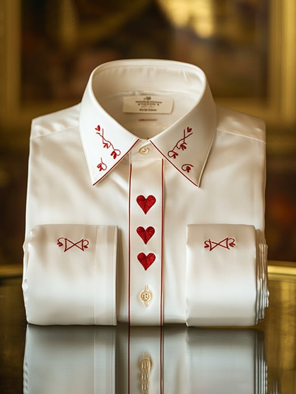 Camisa seda Valentine's Day de lujo casual de manga larga para hombre