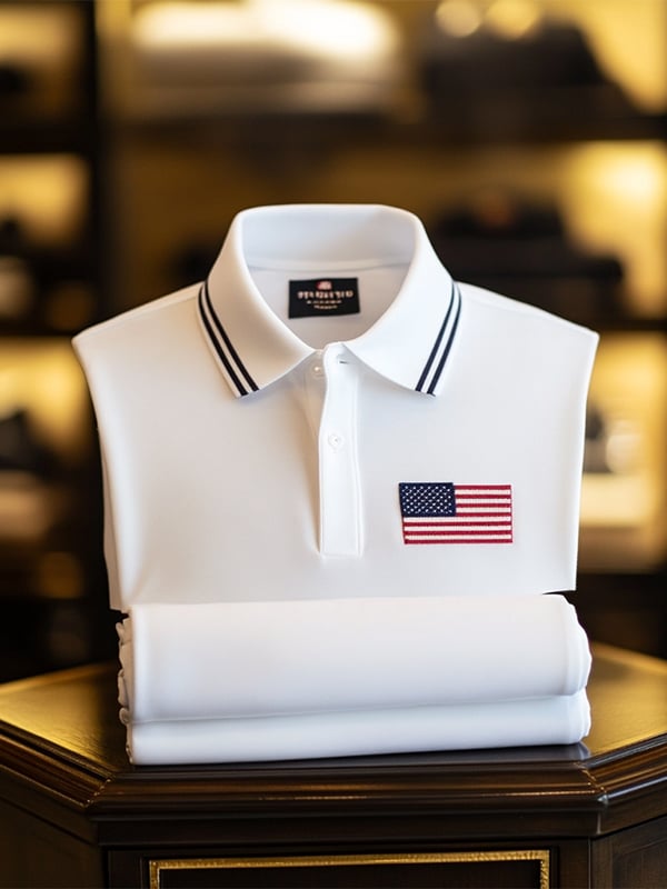 Camisa polo clásico ejecutivo Flag Independence Day de manga corta para hombre