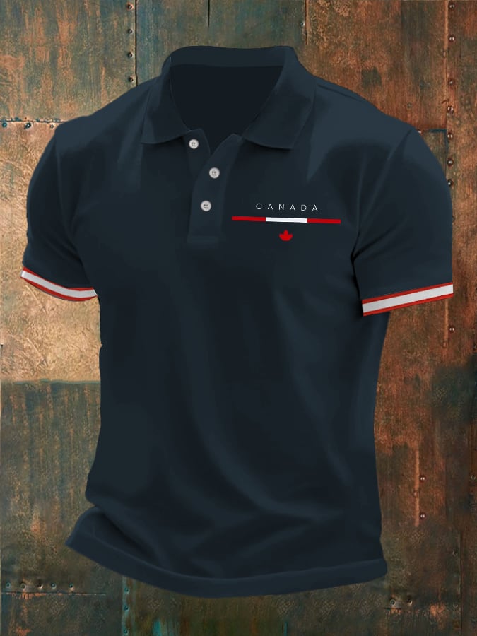 Camisa polo Canadian Flag estampado para hombre