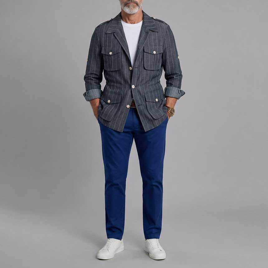 Chaqueta a rayas casual para hombre