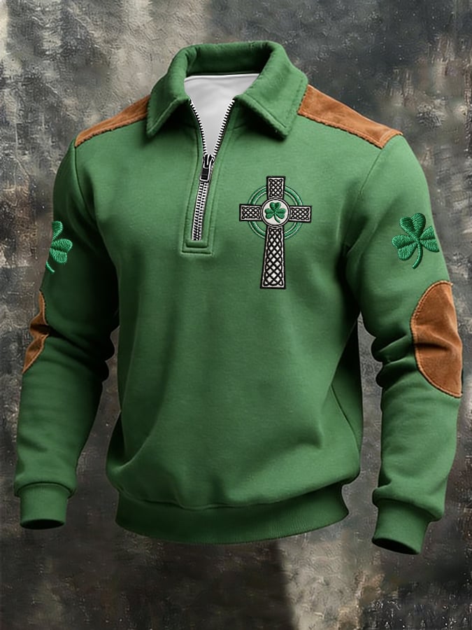 Sudadera St. Patrick's Day estampado casual para hombre