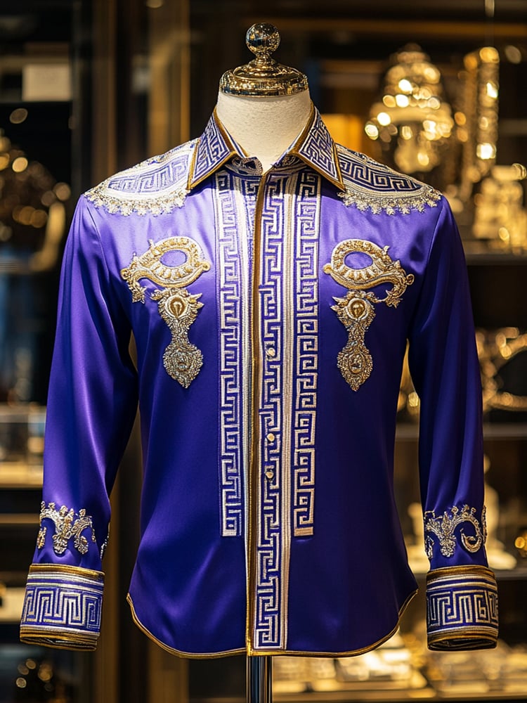 Camisa satén Luxe de manga larga con botones para hombre