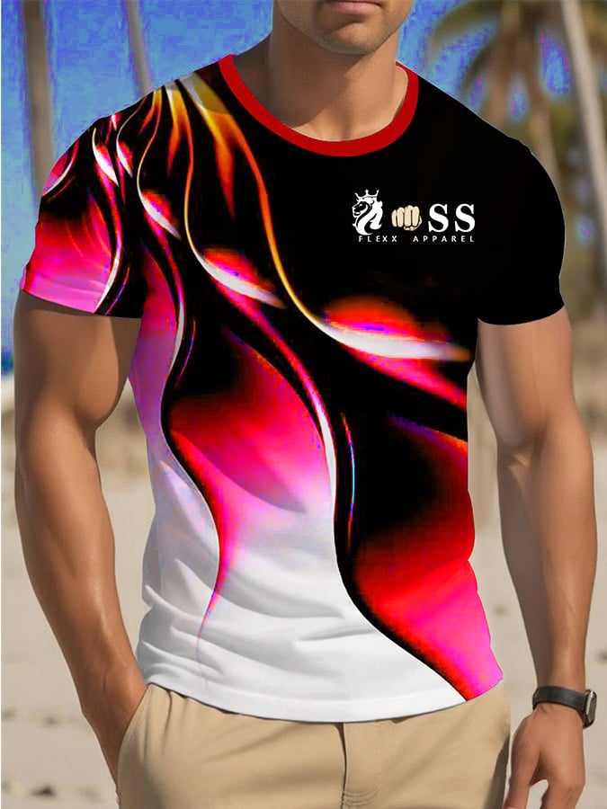 Camiseta retro Lettering estampado cuello redondo para hombre