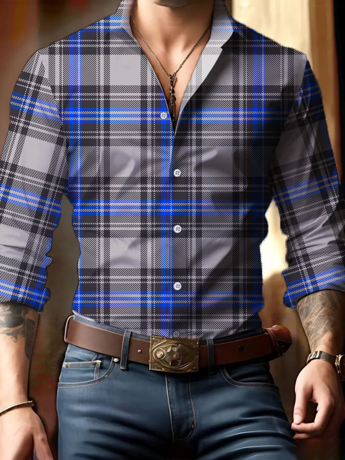 Casual ejecutivo Checkered Princamiseta para hombre