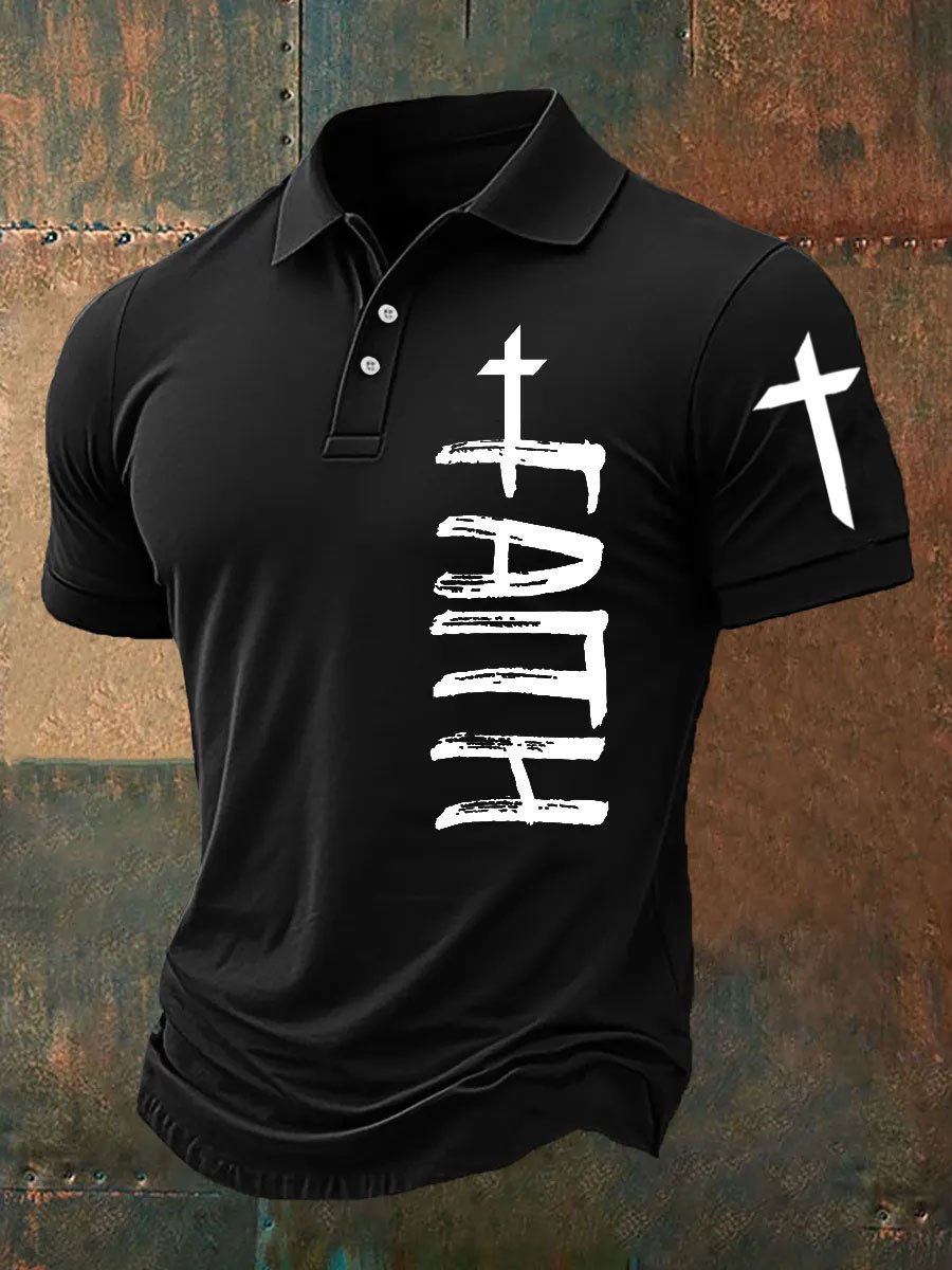 Camisa polo Faith Cross estampado para hombre