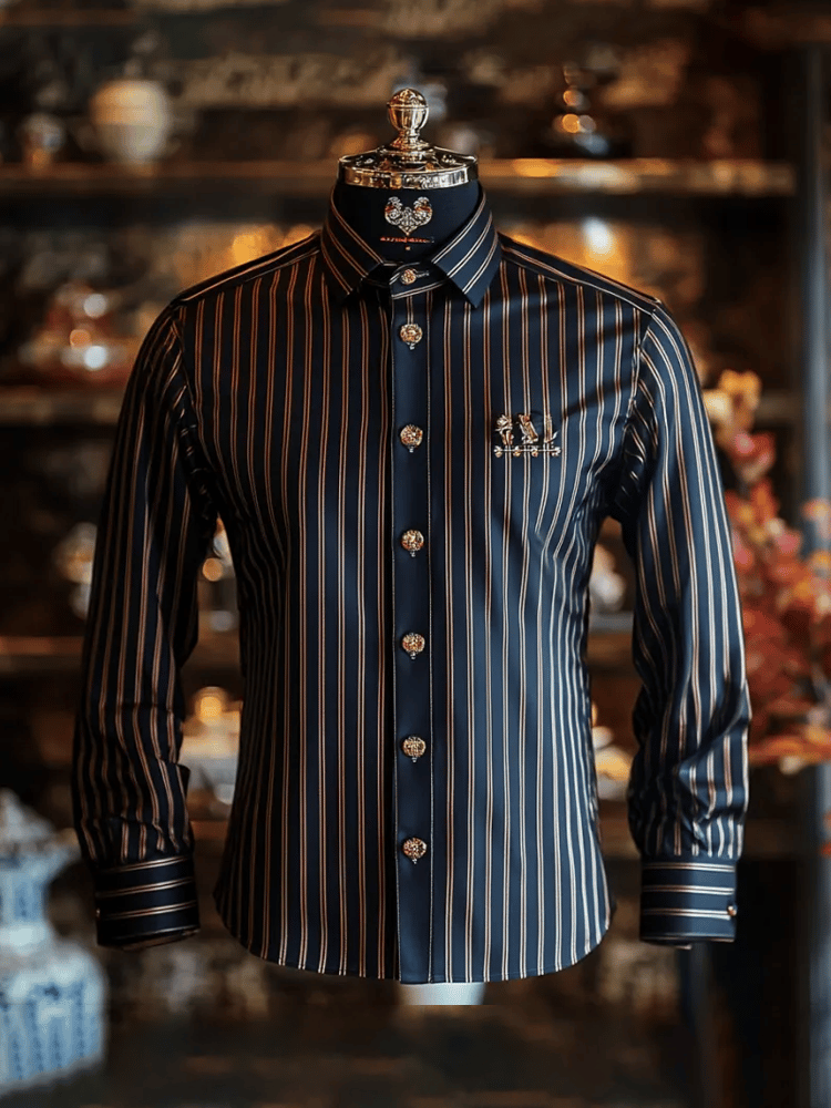 Camisa elegante Romantic a rayas de manga larga para hombre