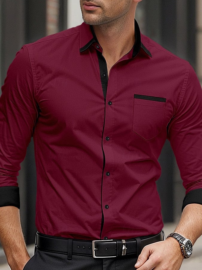 Camisa ejecutivo casual estampado de manga larga para hombre