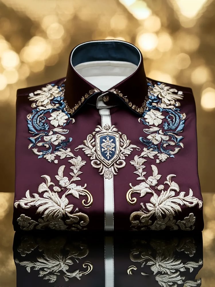 Camisa satén Luxe de manga larga con botones para hombre