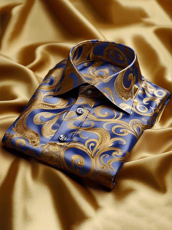 Camisa satén Luxe de manga larga con botones para hombre